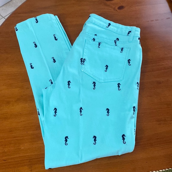 Crown & Ivy Seahorse Teal Green & Black Pants Super Soft Stretch - Sz 4 LIKE NEW - Picture 3 of 14
